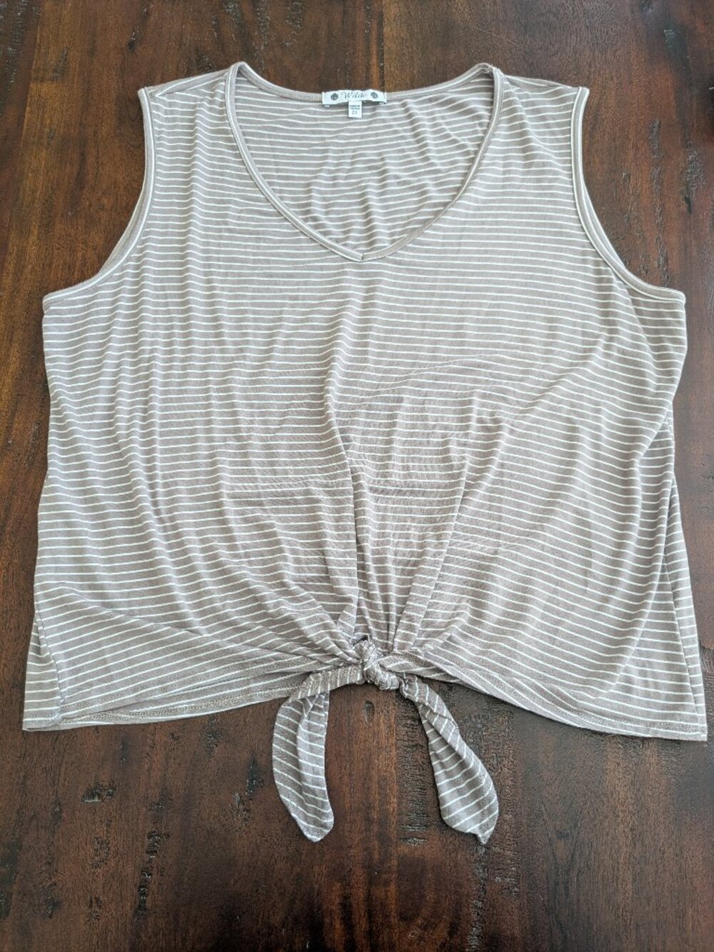 Wilde Women's Striped Front-Tie Sleeveless Top 2X